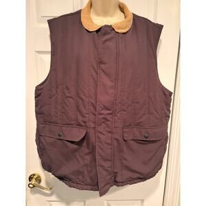 Vintage Orvis XL Quilted Hunting Vest Brown Corduroy Collar Outdoor Workwear
